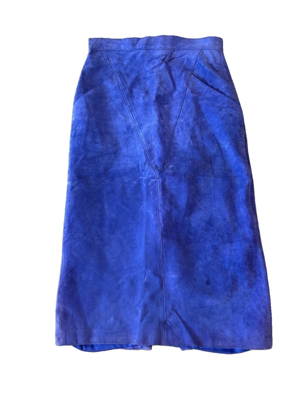 Vintage WINLIT Periwinkle Purple Suede Leather Midi Skirt Korea High Waist 7/8 - Picture 2 of 15